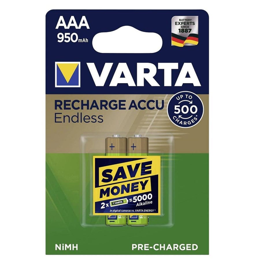 Varta 56683 Endless 950mAh AAA Şarj Edilebilir İnce Kalem Pil 2'li Paket