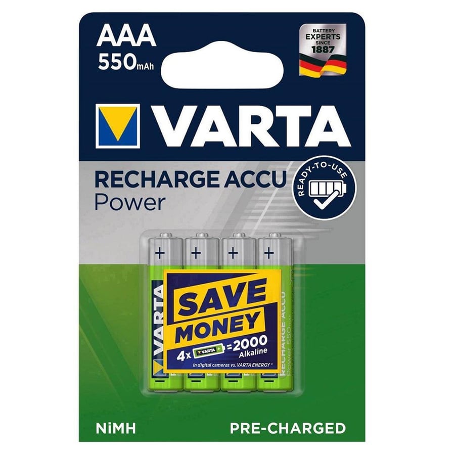 Varta 56743 Power 550mAh AAA Şarj Edilebilir İnce Kalem Pil 4'lü Paket