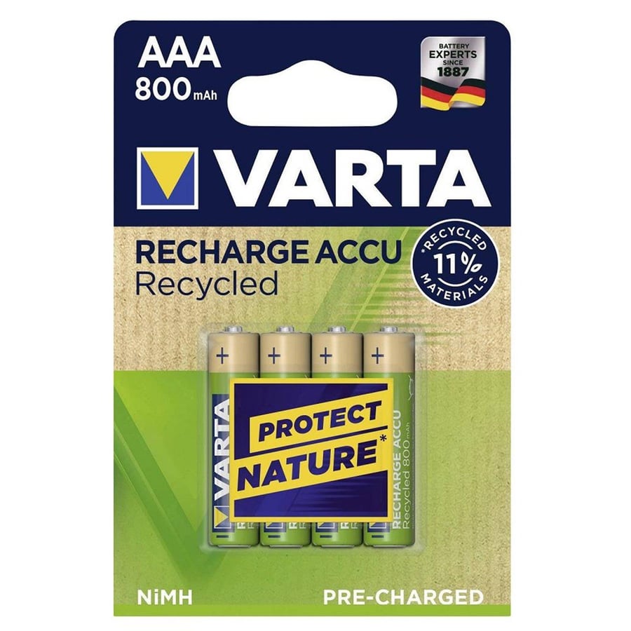 Varta 56813 Recycled 800mAh AAA Şarj Edilebilir İnce Kalem Pil 4'lü Paket