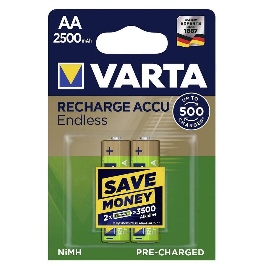 Varta AA 1.2V 2500mAh Ni-MH 2’li Paket Pil – Endless (56686)