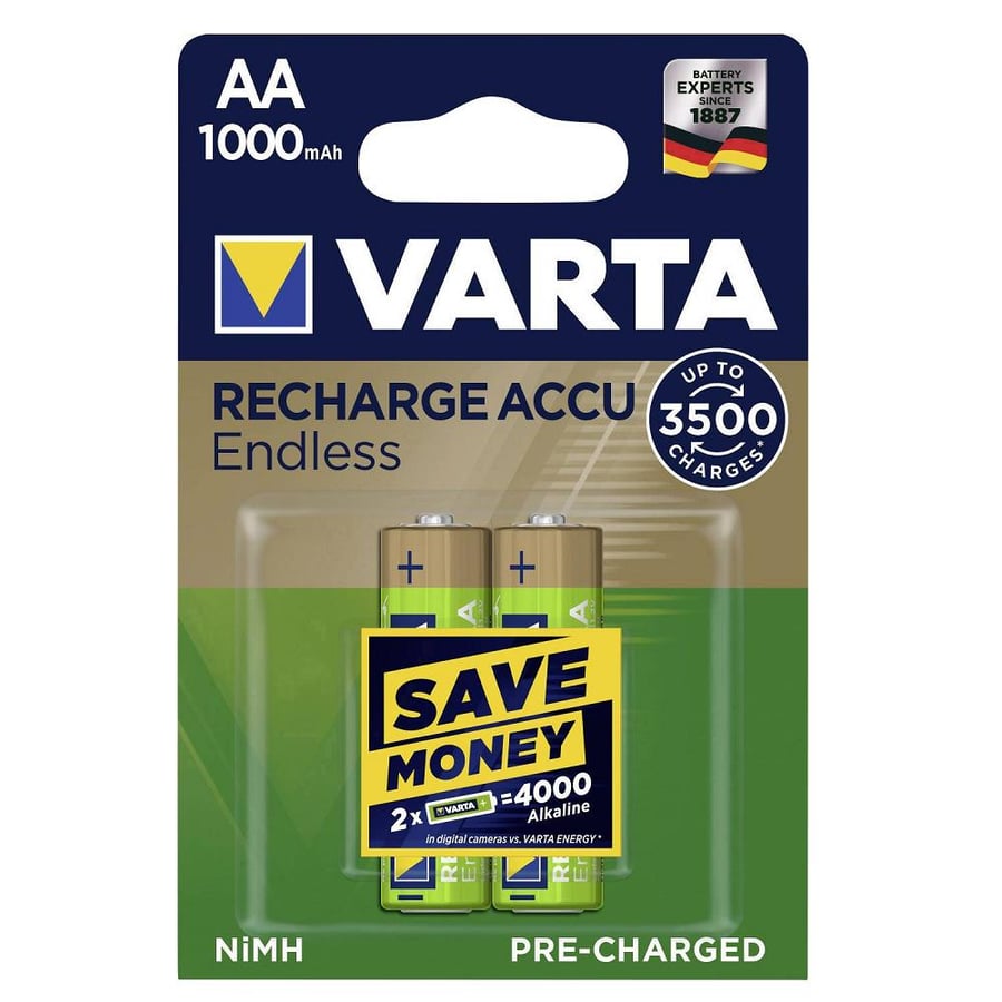 Varta AA 1.2V 1000mAh Ni-MH 2’li Paket Pil – Endless (56666)