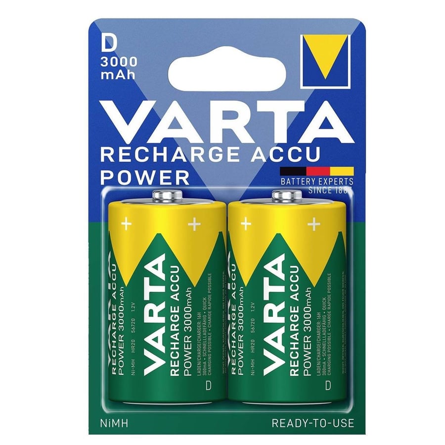 Varta D - Büyük Boy 1.2V 3000mAh Ni-MH 2'li Paket Pil – Power (56720)