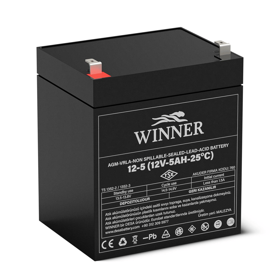 Winner LP12-5 12V 5Ah Bakımsız Kuru Akü