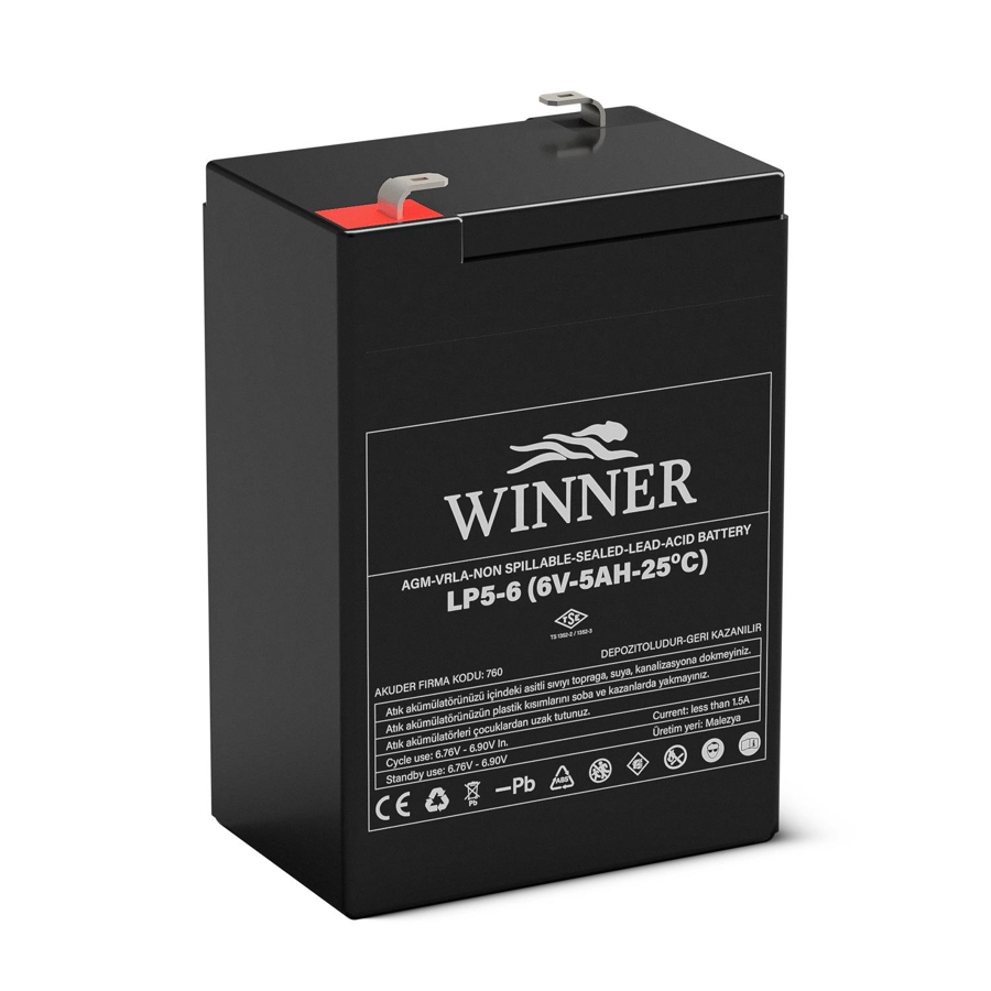 Winner LP6-5 6V 5Ah Bakımsız Kuru Akü