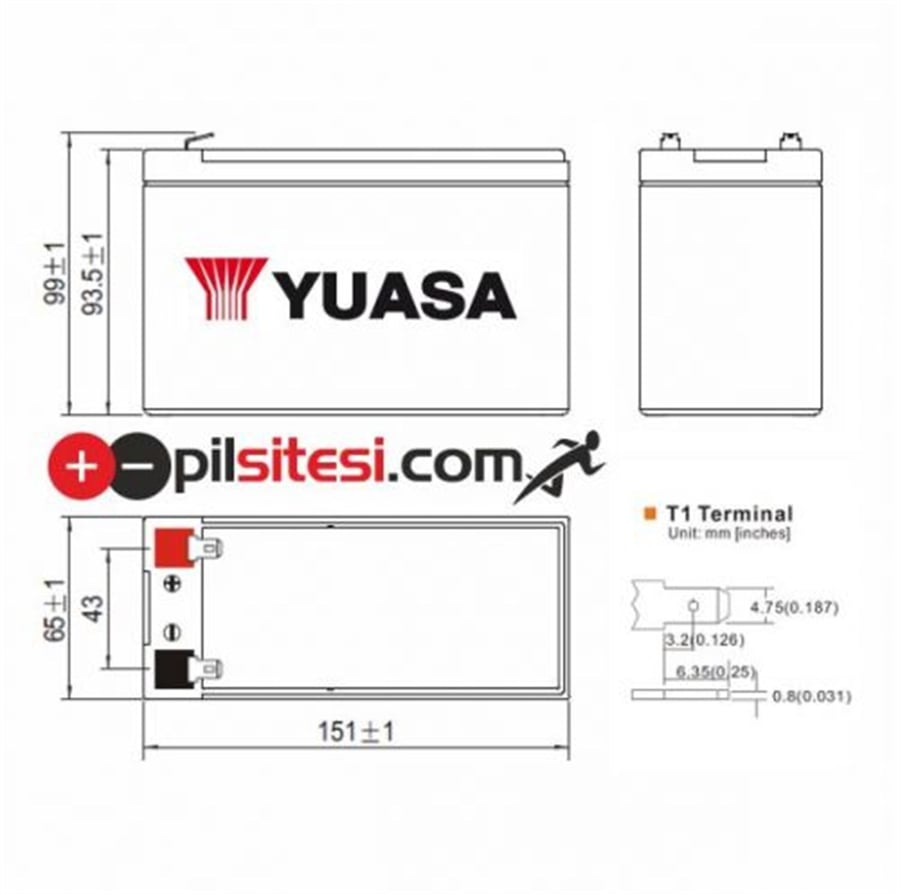 Yuasa SW280 12V 7.5Ah Bakımsız Kuru Akü