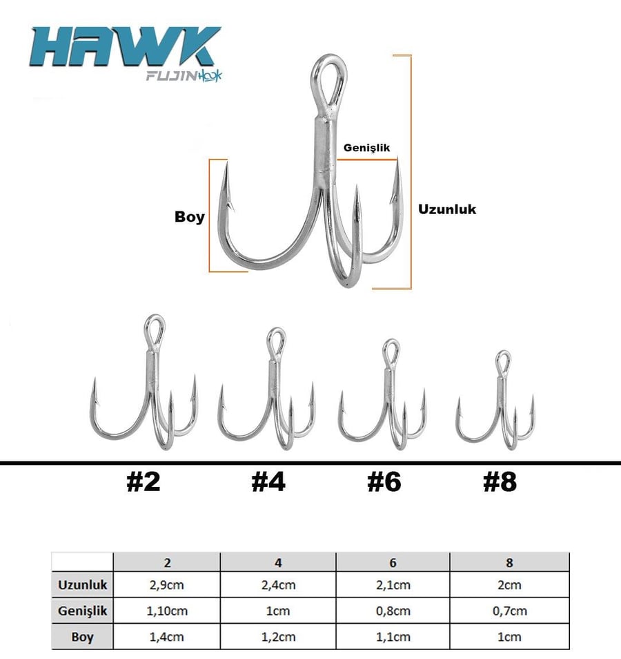 Üçlü İğneler Fujin Hawk Süper Anti-Rust Üçlü Kanca - 4
