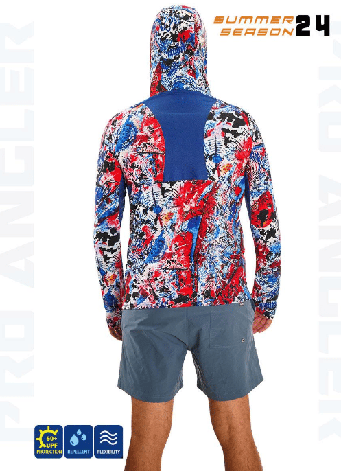 Balıkçı Giyim Fujin Pro Angler S24 Buff Hoodie Makai Blue Red