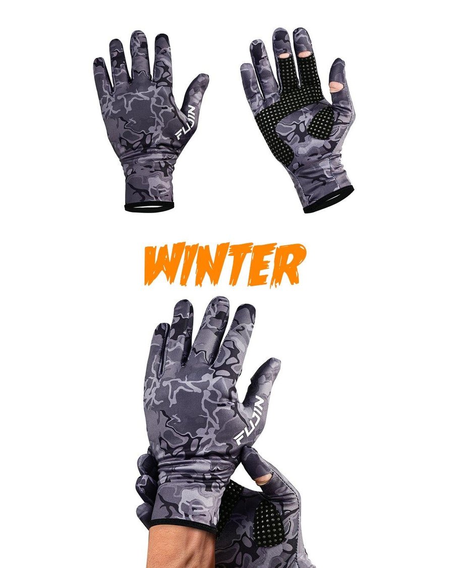 Balıkçı Giyim Fujin Pro Angler Winter Gloves Black Camo - L\XL