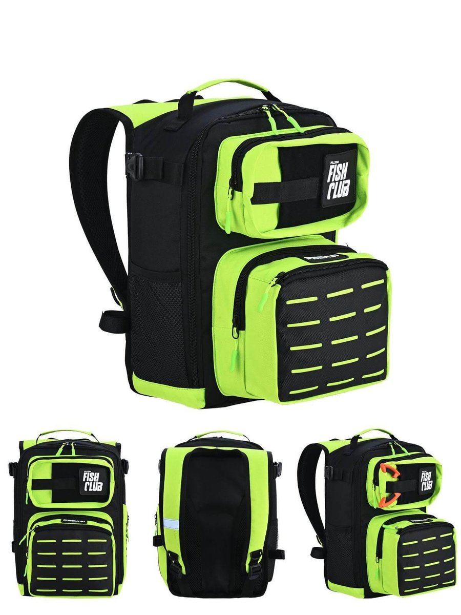 Çanta ve Kutular Fujin ProAji Back Pack Black Lime Balıkçı Sırt Çantası
