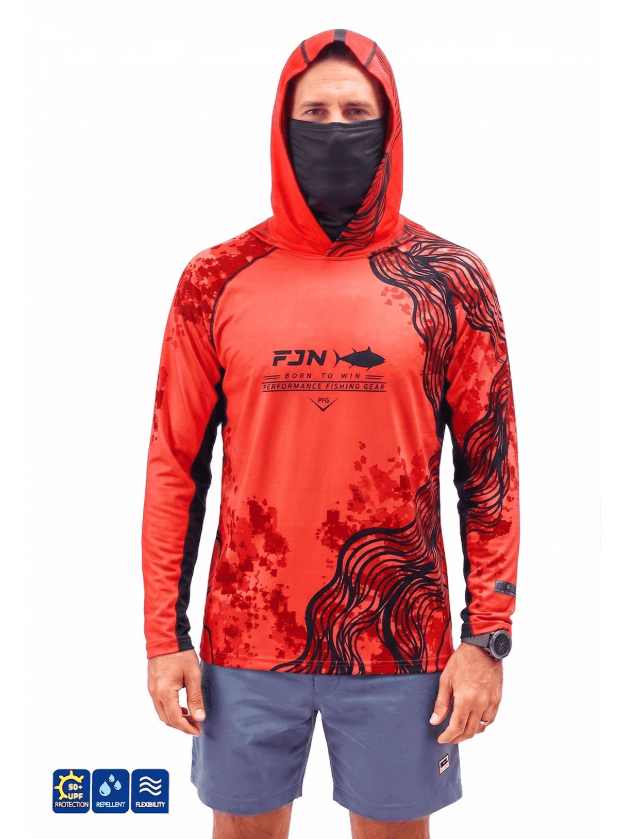 Fujin Relax S26 T-Shirt Buff&Hoodie Coral Black Balıkçı Giyim