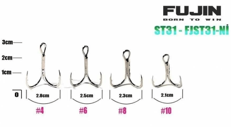 Üçlü İğneler Fujin ST31 Üçlü Maket Balık Kancası Nickel