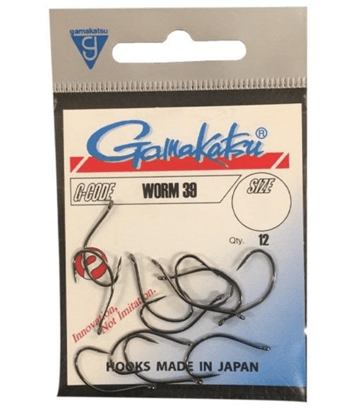 Tekli İğneler Gamakatsu Worm 39 Siyah Olta İğnesi - 1
