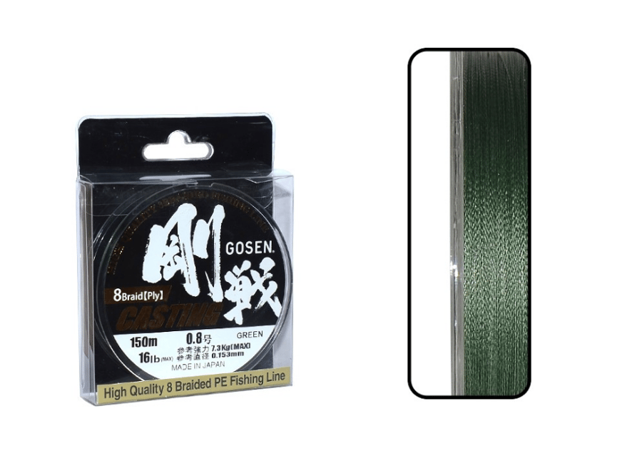 İp Misinalar Gosen W8 Casting PE 8 Örgü Spin İp Misina 150mt Yeşil - 0.6PE