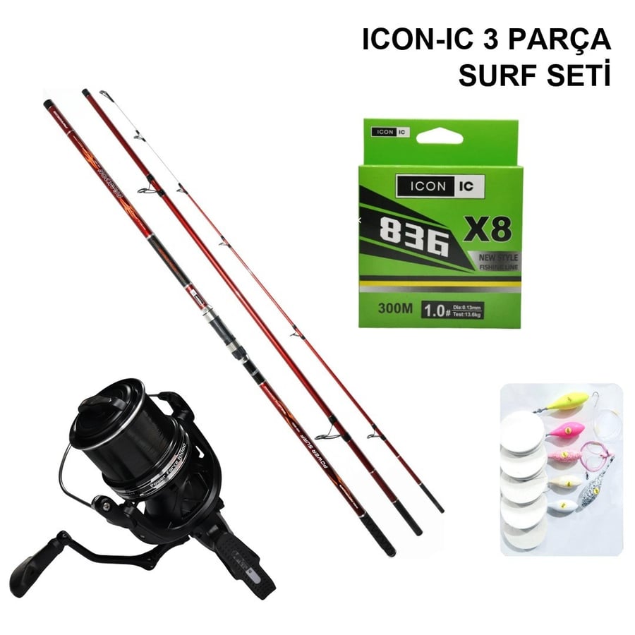 ICON-IC 3 Parça Surf Seti Hazır Olta Setleri