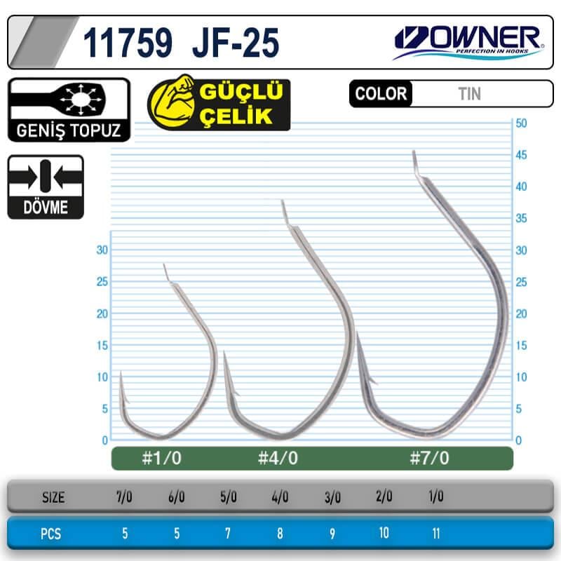 Tekli İğneler Owner 11759 JF-25 Jigger Light Jig İğnesi
