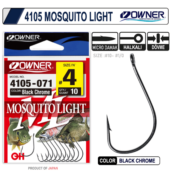 Tekli İğneler Owner 4105 Musquito Light Black Chrome İğne
