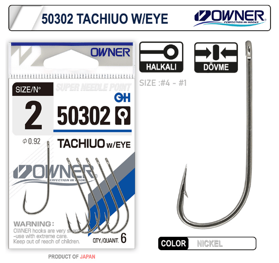 Owner 50302 Tachiuo W/ Eye Nickel İğne Tekli İğneler