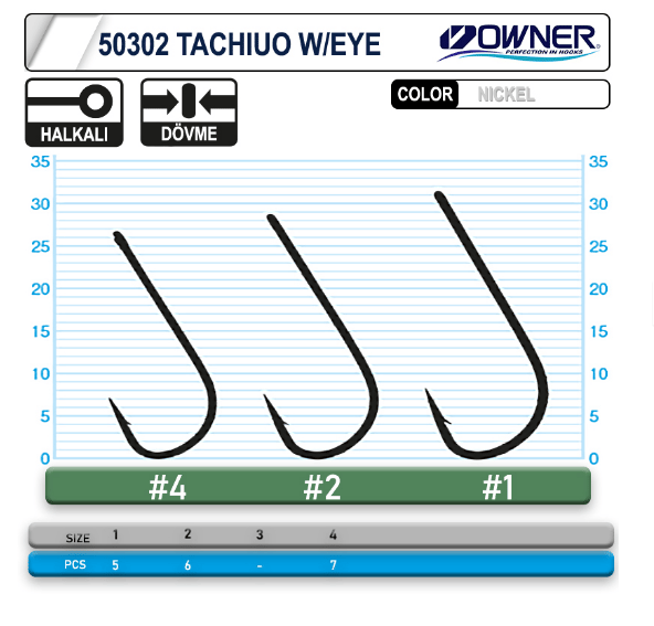 Owner 50302 Tachiuo W/ Eye Nickel İğne Tekli İğneler