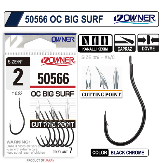 Tekli İğneler Owner 50566 Cut Big Surf Gun Black İğne