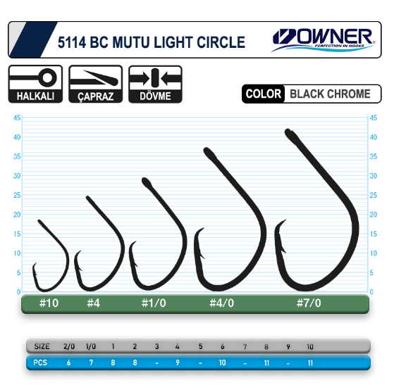 Tekli İğneler Owner 5114 Mutu Light Black Chrome İğne