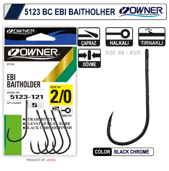 Tekli İğneler Owner 5123 Ebi Baitholder Black Chrome İğne