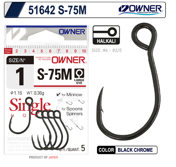 Tekli İğneler Owner 51642 S-75M Black Chrome İğne
