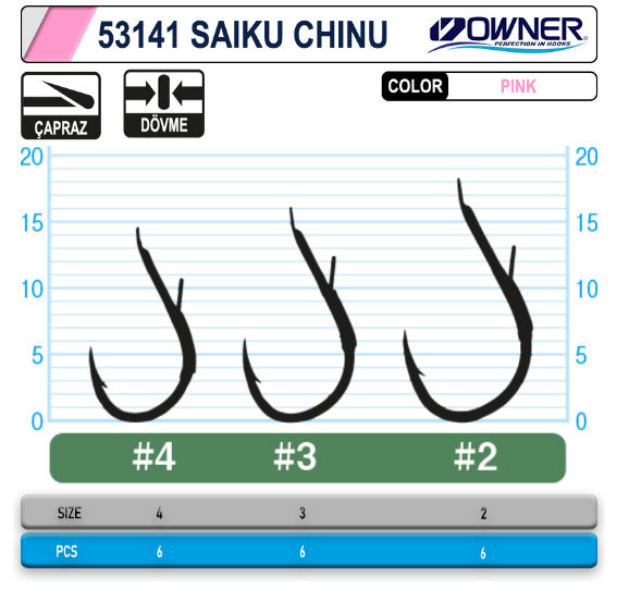 Owner 53141 Saiku Chinu Pink İğne Tekli İğneler