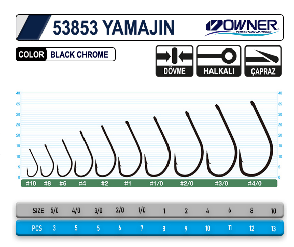 Owner 53853 Yamajin With Eye Black Chrome İğne Tekli İğneler