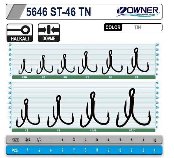 Üçlü İğneler Owner 5646 St-46tn Tin Çarpma İğne