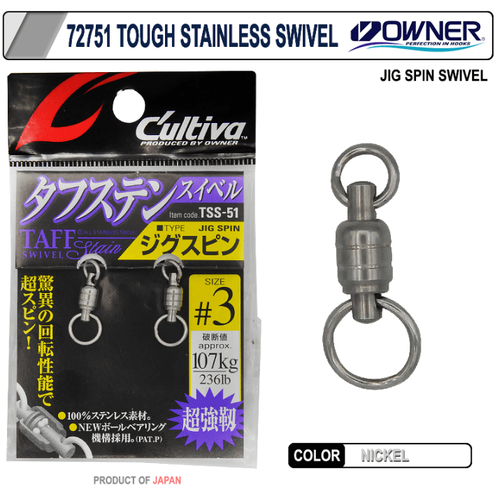 Owner 72751 Tough Stainless Swivel Jig Spin Fırdöndü  Klips & Fırdöndü