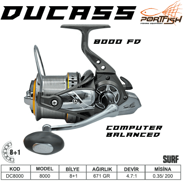 Surf Makineleri Portfish Ducass 8000 fd Surf Olta Makinası 8+1 bb