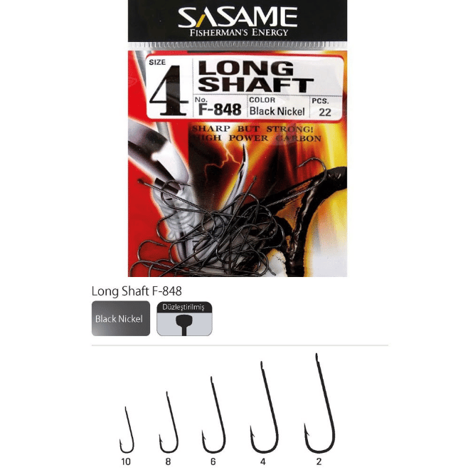 Sasame Long Shaft F-848 Serisi Olta İğnesi - 2 Tekli İğneler