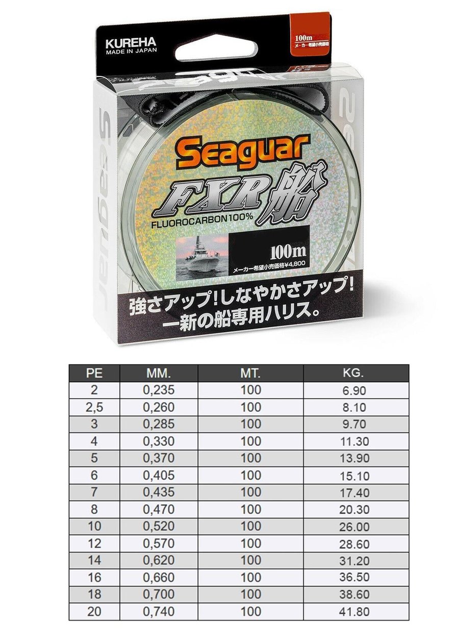 Fluorocarbon (Leader) Misinalar Seaguar FXR Fune %100 Fluoro Carbon Misina 100mt