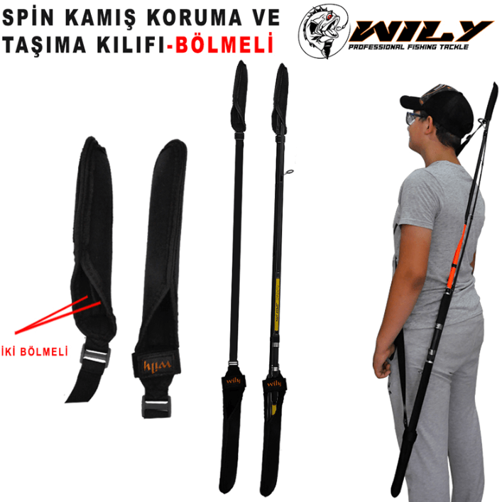 Çanta ve Kutular Wily Neopren Spin Kamış Koruma Taşıma Kılıfı- BÖLMELİ