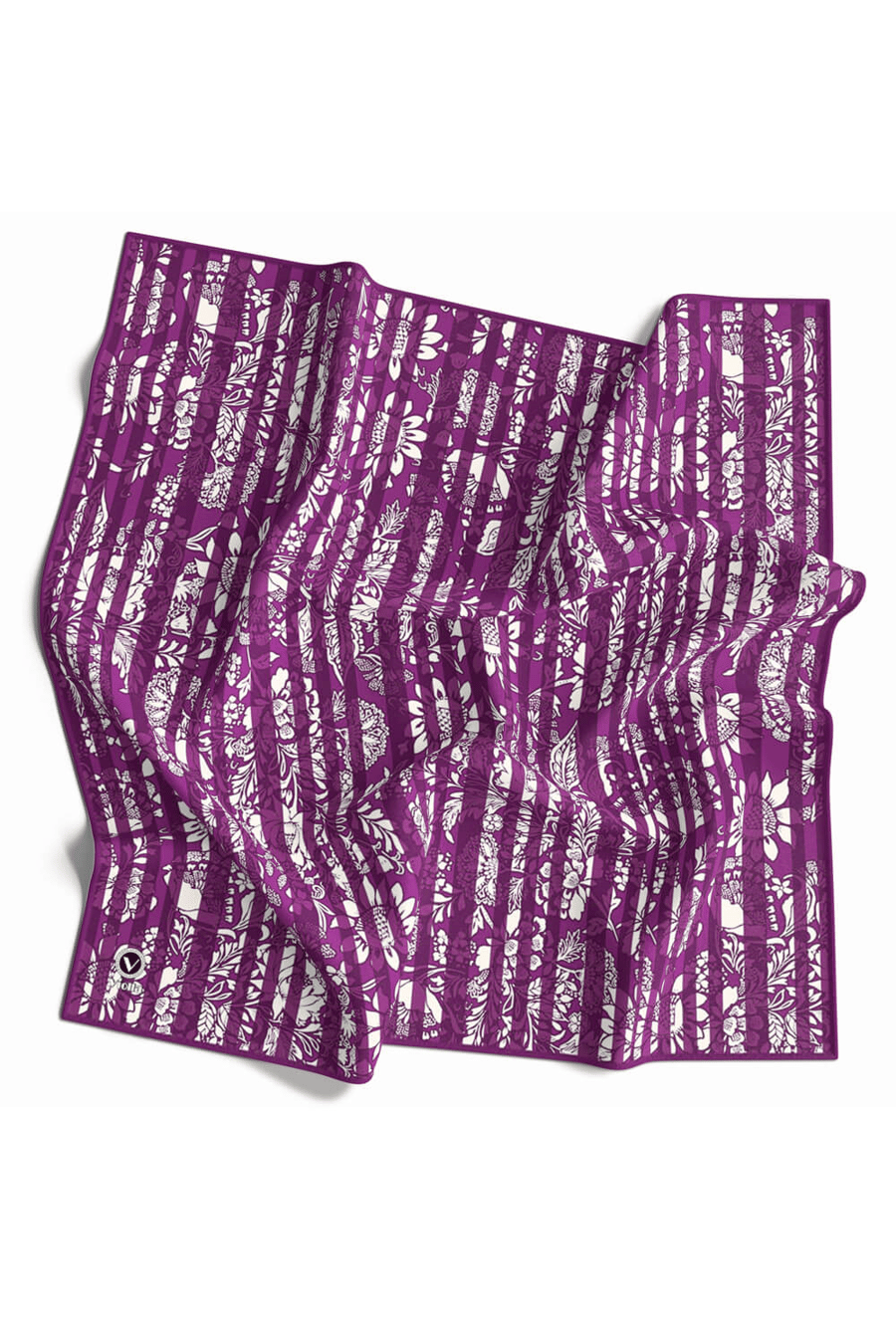 Twill Batik Şal Desenli Mürdüm Renkli 90x90 Eşarp (İpek İçermez) Kenar Dikiş Şekli El Dikişli