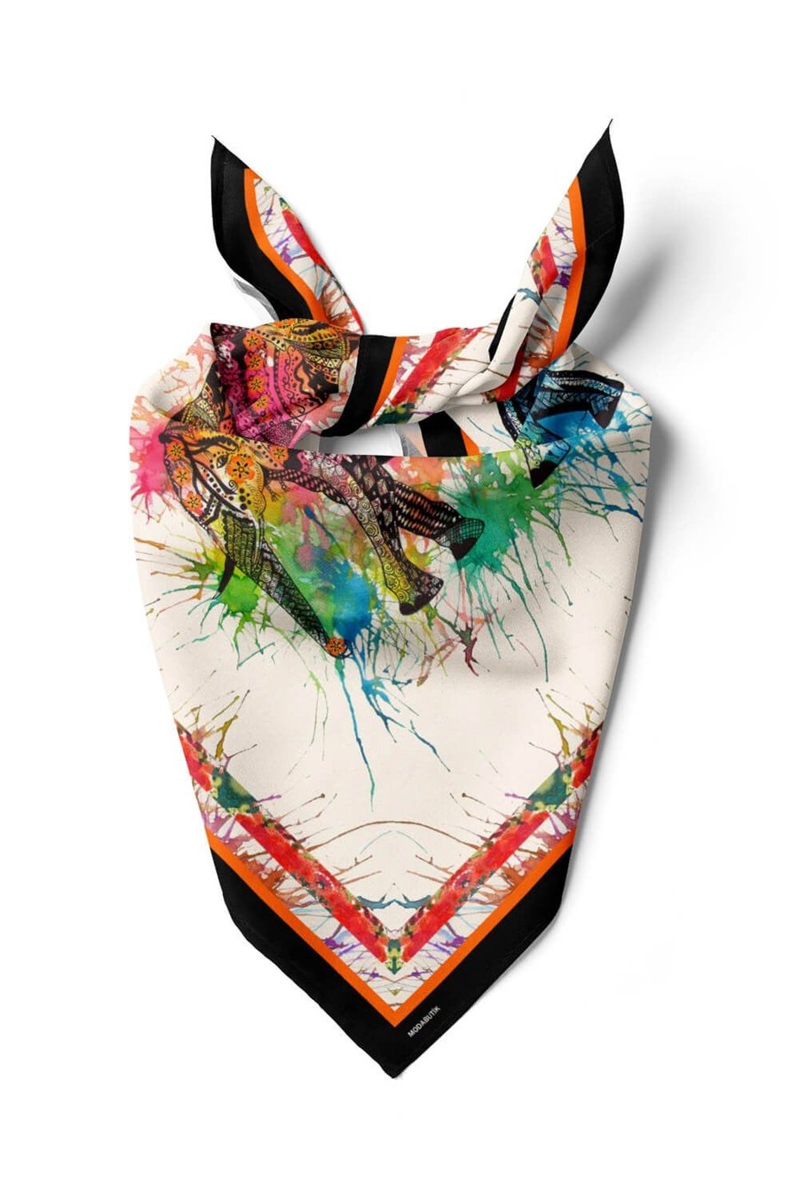 Violla V8 Kadın Fil Desenli Bandana 50x50 Kırmızı DG0208-22