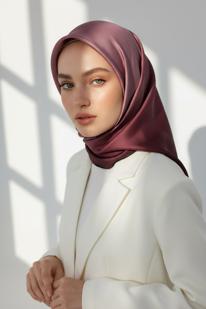 %100 Twill İpek Degrade Desenli Soğan Kabuğu Renkli 90x90 Eşarp Dikim Şekli : El Dikişi