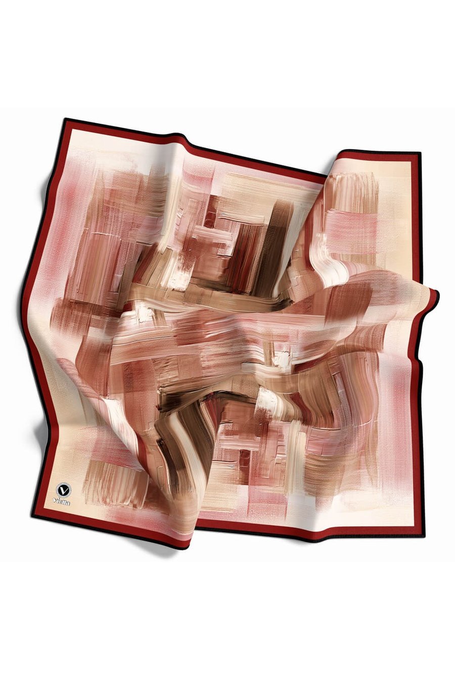 Kristal Fırça Efekti Desenli Bordo Renkli 90x90 Eşarp (İpek İçermez) Kenar Dikiş Şekli El Dikişli