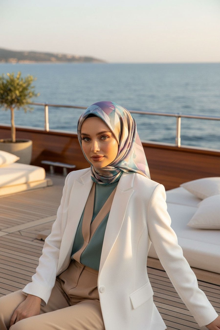 %100 Twill İpek Çiçek Desenli Mint Yeşili - Lila Renkli 90x90 Eşarp Dikim Şekli : El Dikişi
