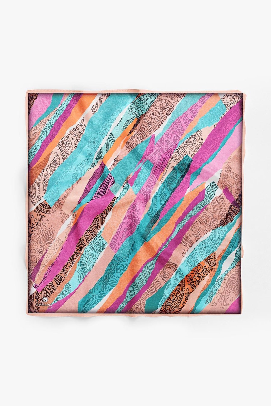 %100 İpek Kadın Desenli Bandana 80x80