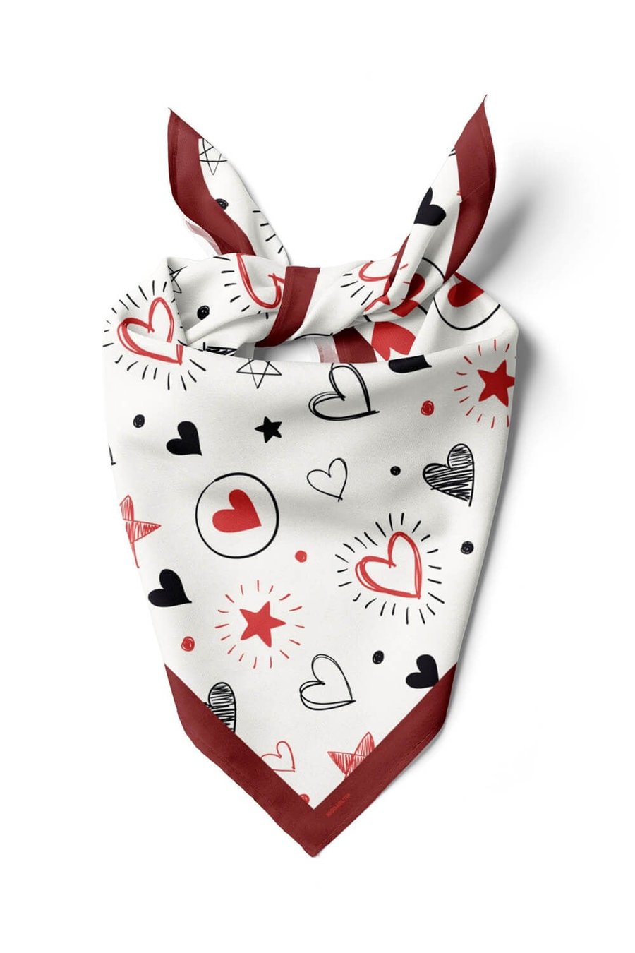 Violla F54 Kadın Kalp Desenli Bandana 50x50 DG0459-22