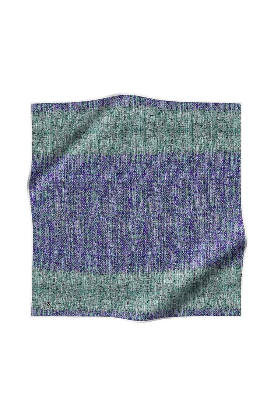 %100 Twill İpek Dokulu Desen Mor - Turkuaz Renkli 90x90 Eşarp Kenar Dikiş Şekli El Dikişli