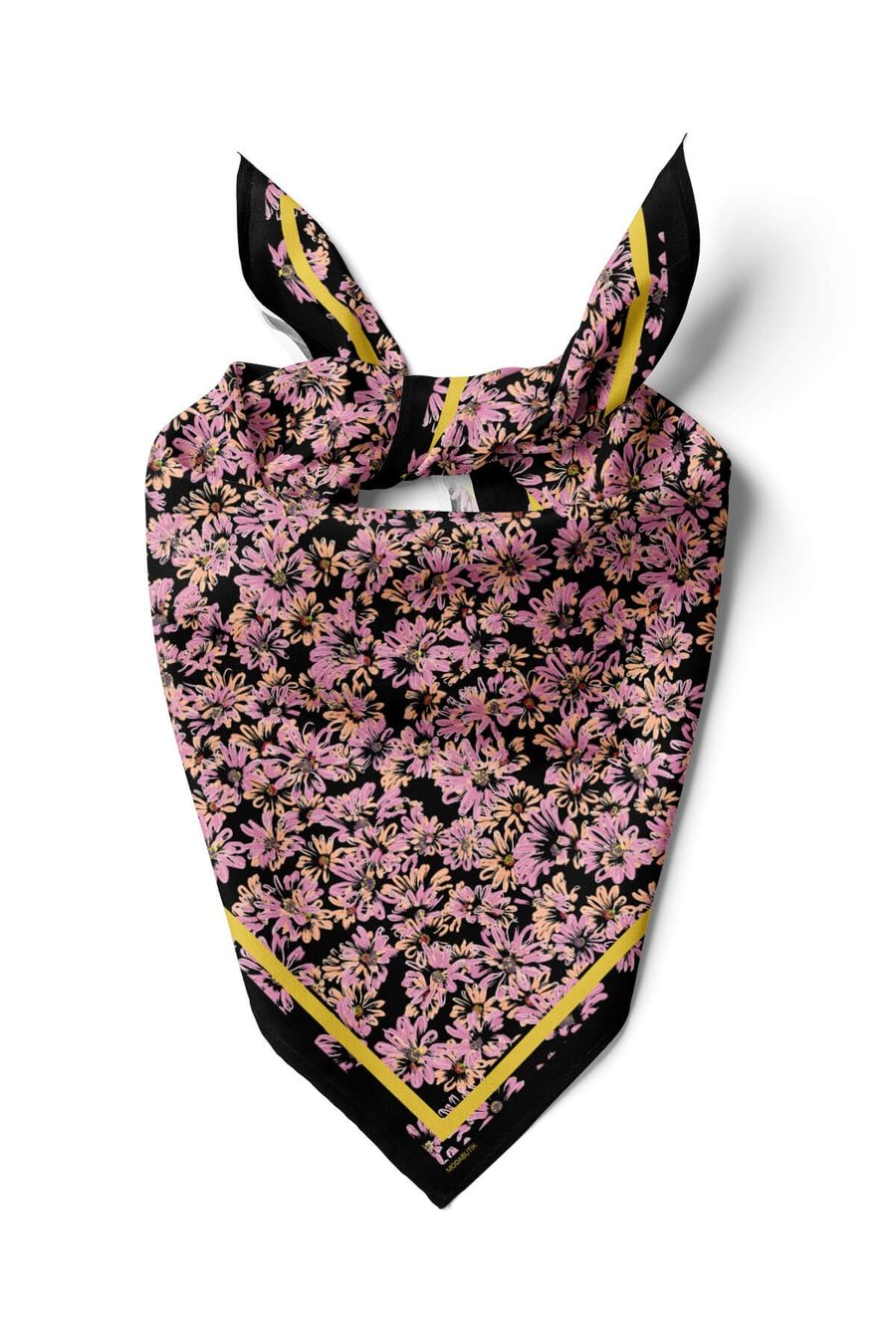 Violla D12 Kadın Pembe Çiçek Desenli 50x50 Bandana