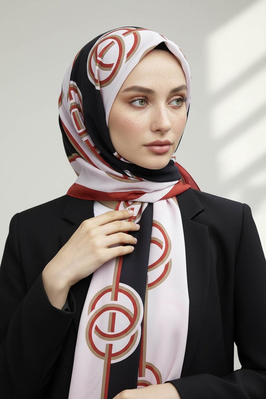 KREP ÇİZGİLİ DESENLİ BORDO RENKLİ 75X195 KIRIŞMAZ ŞAL