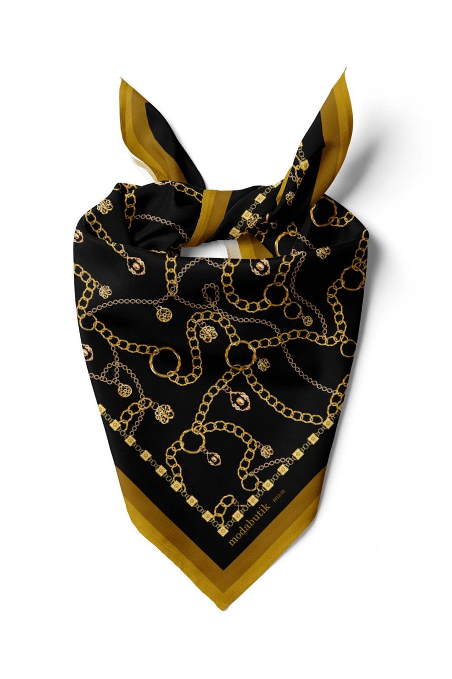 Violla H13 Kadın Siyah Sarı Zincir Desenli 50x50 Bandana