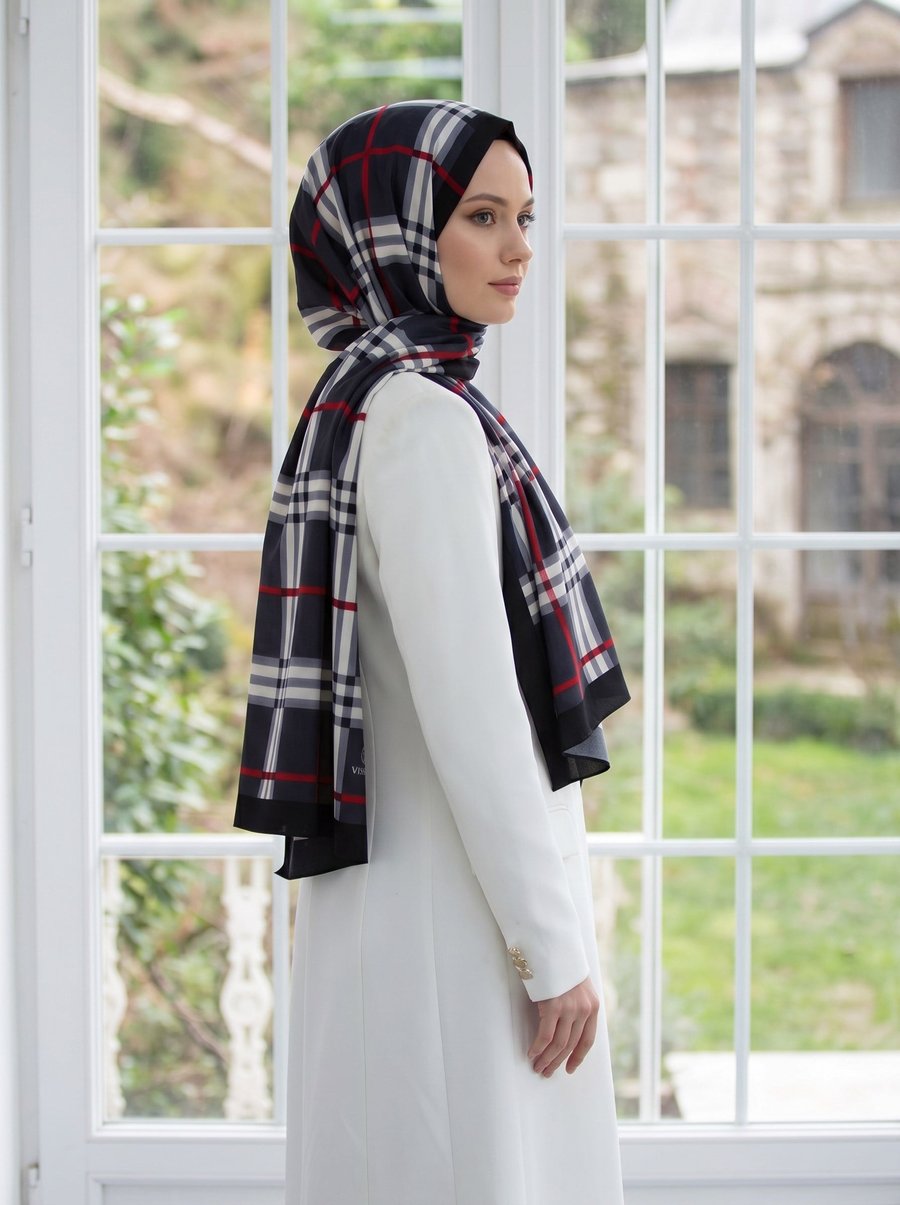 KREP EKOSE DESENLİ FÜME RENKLİ 75X195 KIRIŞMAZ ŞAL
