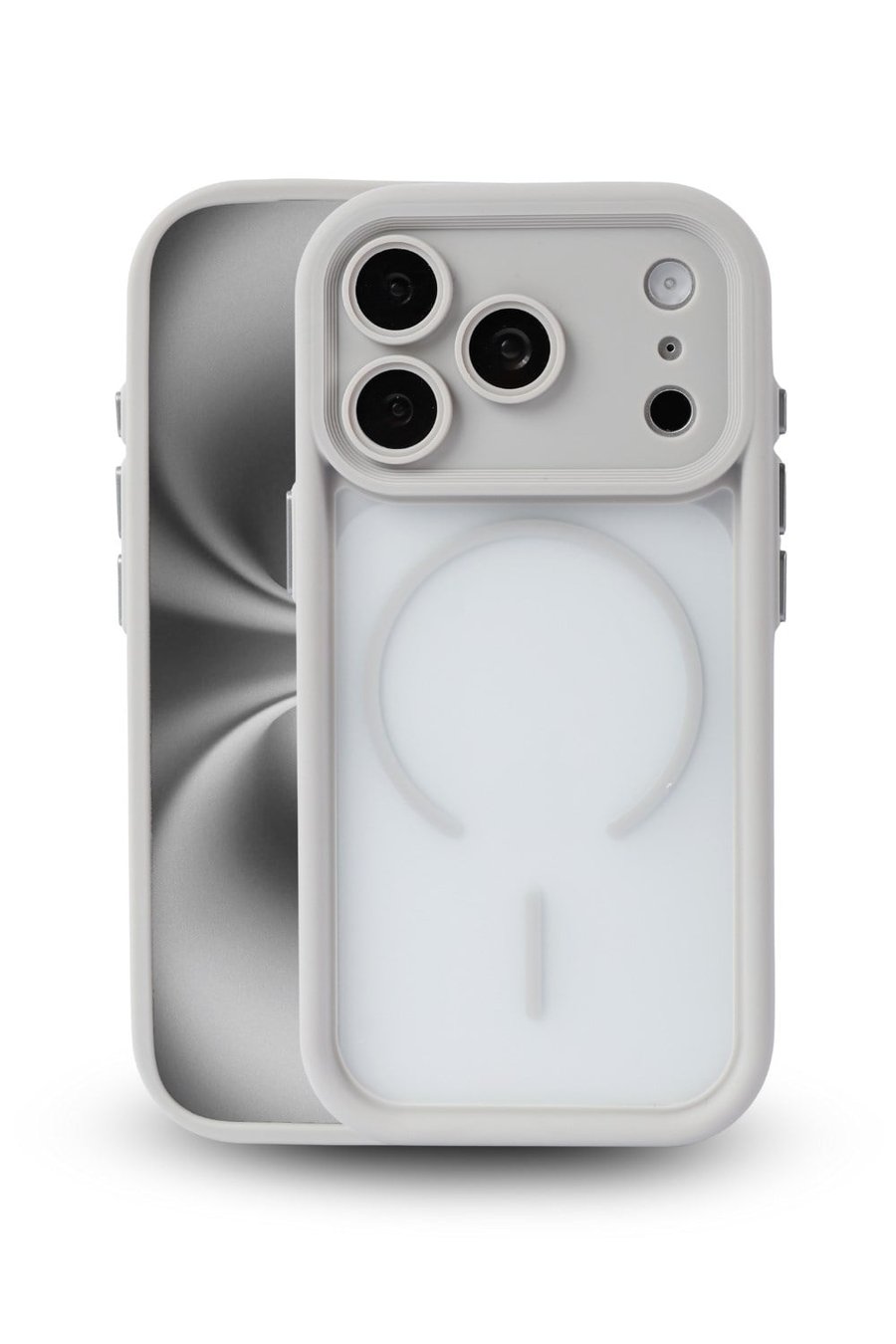iPhone 17 Pro Max Uyumlu Kamera Korumalı Magsafe Wireless Şarj Özellikli Mat Silikon Gri renkli Silikon Telefon Kılıfı