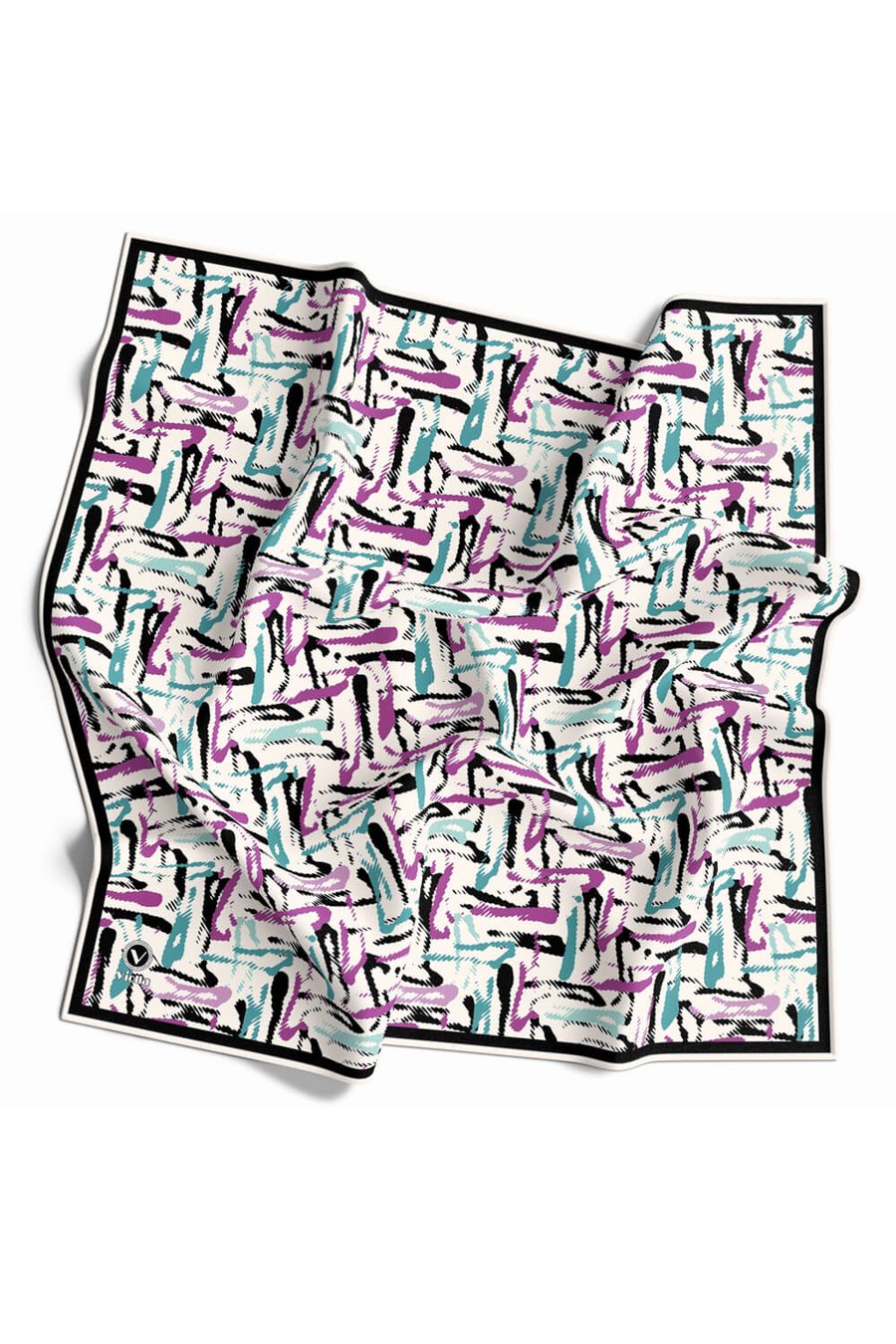 Twill Geometrik Desenli Mürdüm - Petrol Yeşili Renkli 90x90 Eşarp (İpek İçermez) Dikim Şekli : El Dikişi