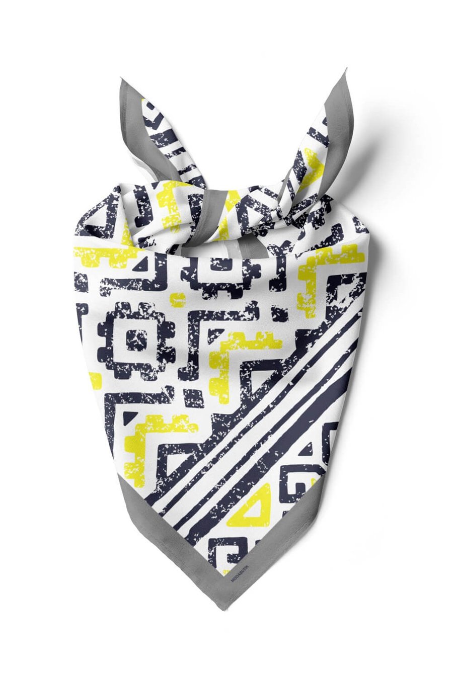 Violla D77 Kadın Geometrik Desenli Bandana 50x50 Sarı DG0431-22