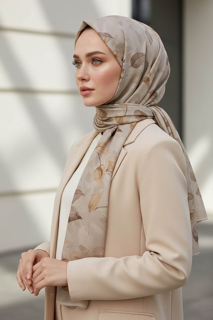 KREP SONBAHAR DESENLİ GOLD RENKLİ 75X195 KIRIŞMAZ ŞAL